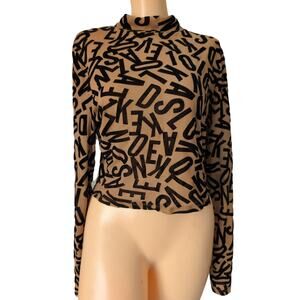 Y2K Sheer Mesh Burnout Velvet Cropped Top Women XL Whimsigoth Grunge Indie Rave